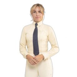 Damska koszula jeździecka z długim rękawem Premier Equine Tessa. Białe koszule PREMIER EQUINE, bez wzorów, z materiału, eleganckie, bez kołnierzyka, bez ramiączek. Za 354.00 zł.