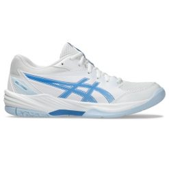 Damskie buty halowe Asics Gel-Task 4. Białe buty treningowe ASICS, bez wzorów, ze skóry, bez zapięcia, do biegania. Za 390.05 zł.