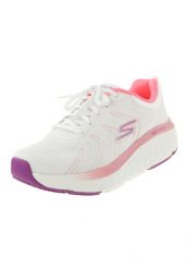 Buty do biegania damskie, Skechers Max Cushioning Delta. Białe buty do biegania Skechers, bez wzorów, z materiału, bez zapięcia, do biegania. Za 349.99 zł.