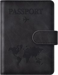 Etui na paszport, portfel podróżny RFID, czarny. Czarne portfele TRAVELHAWK, bez wzorów, z materiału. Za 10.95 zł.