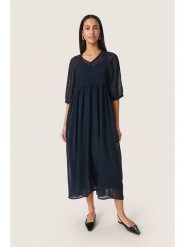 Soaked in Luxury Sukienka w kolorze granatowym rozmiar: XXL. Niebieskie sukienki Soaked in Luxury, xxl, bez wzorów, bez kołnierzyka, bez ramiączek, midi, rozkloszowane. Za 173.99 zł.