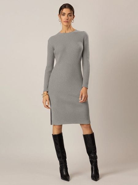 APART Sukienka dzianinowa w kolorze szarym rozmiar: 42. Szare sukienki Apart, bez wzorów, z dzianiny, bez kołnierzyka, bez ramiączek, midi. Za 183.59 zł.