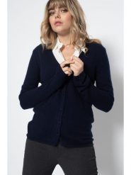 Perfect Cashmere Kaszmirowy kardigan "Paige" w kolorze granatowym rozmiar: S. Niebieskie swetry Perfect Cashmere, s, bez wzorów, z kaszmiru, bez ramiączek. Za 292.89 zł.