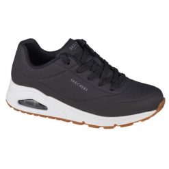 Buty Skechers Uno-Stand on Air 73690-BLK czarne. Czarne buty treningowe bez wzorów, bez zapięcia, trekkingowe. W wyprzedaży za 407.55 zł.