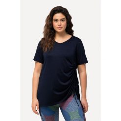 Damskie Bluzka funkcyjna marszczona taśma trapezowy krój dekolt w szpic. Niebieskie t-shirty sportowe Ulla Popken, plus size, bez wzorów, z elastanu, bez ramiączek. W wyprzedaży za 159.99 zł.