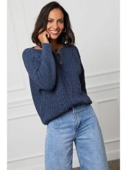 L'armoire de Suzette Sweter w kolorze granatowym rozmiar: 34/36. Niebieskie swetry L'armoire de Suzette, l, bez wzorów, ze splotem, klasyczne, bez ramiączek. Za 100.04 zł.