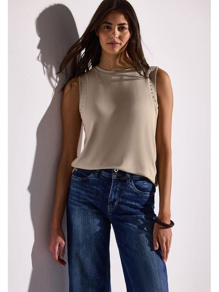 Street One Top w kolorze beżowym rozmiar: 40. Brązowe topy Street One, bez wzorów, street, bez kołnierzyka, bez ramiączek. Za 69.91 zł.