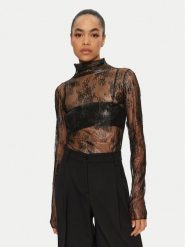 PINKO Bluzka Traminer 102853 A1JW Czarny Regular Fit. Czarne bluzki Pinko, s, bez wzorów, z syntetyku, bez kołnierzyka, bez ramiączek. Za 899.99 zł.