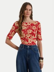 LAUREN RALPH LAUREN Bluzka 200P09078001 Czerwony Slim Fit. Czerwone bluzki Lauren Ralph Lauren, l, bez wzorów, z bawełny, bez kołnierzyka, bez ramiączek. Za 329.99 zł.