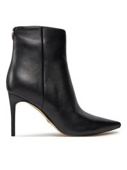 Guess Botki FL8CHE LEA10 Czarny. Czarne botki Guess, z aplikacjami, ze skóry, bez obcasa, na szpilce, bez zapięcia. Za 489.99 zł.