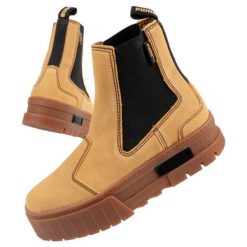 Buty Puma Mayze Chelsea Suede W 382829 04 brązowe. Brązowe botki bez wzorów, z gumy, bez obcasa, bez zapięcia. Za 466.73 zł.
