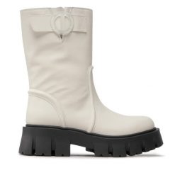 Botki Iceberg. Białe botki Iceberg, bez wzorów, bez obcasa, na płaskiej podeszwie, bez zapięcia. Za 989.99 zł.