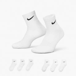 Skarpety Za Kostkę Unisex Dla Dorosłych (zestaw 6 Sztuk). Białe skarpetki Nike, bez wzorów, z bawełny. Za 99.00 zł.