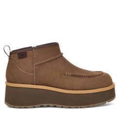 Botki Ugg. Brązowe botki UGG, bez wzorów, bez obcasa, na płaskiej podeszwie, bez zapięcia. Za 829.99 zł.