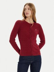 Gant Kardigan 4800103 Czerwony Slim Fit. Czerwone swetry Gant, s, bez wzorów, z bawełny, bez ramiączek. Za 369.99 zł.