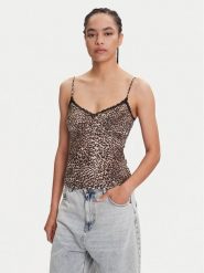 Miss Sixty Top 6S1SJ54300 Brązowy Slim Fit. Brązowe topy Miss Sixty, s, bez wzorów, z wiskozy, bez kołnierzyka, bez ramiączek. Za 229.99 zł.
