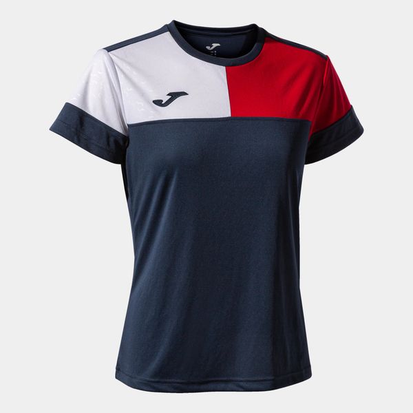 Sportowy T-shirt Damski Joma Navy-Czerwony - Komfort i Oddychalność. Czerwone t-shirty sportowe Joma, bez wzorów, bez ramiączek, do piłki nożnej. Za 153.99 zł.