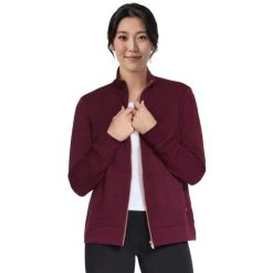 Bluza dresowa sportowa damska Go Walk Everywhere Full Zip Hoodless. Czerwone bluzy bez kaptura Skechers, l, bez wzorów, z dresówki, bez kaptura, trekkingowe. Za 249.99 zł.