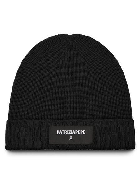 Patrizia Pepe Czapka 2F0111/K9O3A-K103 Czarny. Czarne czapki zimowe Patrizia Pepe, bez wzorów, z wełny. Za 399.99 zł.