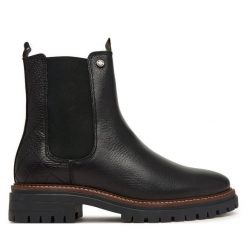 Sztyblety Barbour. Czarne botki Barbour, bez wzorów, bez obcasa, na słupku, bez zapięcia. Za 834.99 zł.
