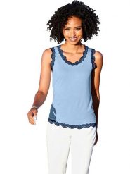 Heine Top w kolorze błękitnym rozmiar: 40. Niebieskie topy Heine, bez wzorów, z koronki, bez kołnierzyka, bez ramiączek. Za 56.79 zł.