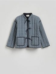 Bawełniana kurtka z wiązaniem - wielobarwny. Kurtki Reserved, l, bez wzorów, z bawełny, bez kaptura. Za 279.99 zł.
