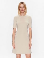 Calvin Klein Sukienka codzienna K20K205513 Beżowy Regular Fit. Brązowe sukienki Calvin Klein, na co dzień, bez wzorów, z syntetyku, bez kołnierzyka, bez ramiączek, proste. Za 459.99 zł.
