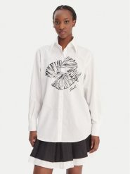 KARL LAGERFELD Koszula B1W11002 Biały Relaxed Fit. Białe koszule KARL LAGERFELD, bez wzorów, z bawełny, bez kołnierzyka, bez ramiączek. Za 1,099.00 zł.