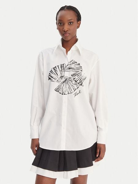 KARL LAGERFELD Koszula B1W11002 Biały Relaxed Fit. Białe koszule KARL LAGERFELD, bez wzorów, z bawełny, bez kołnierzyka, bez ramiączek. Za 1,099.00 zł.