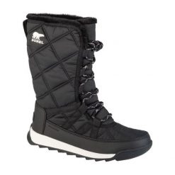 Buty Sorel Whitney Ii Plus Tall Lace Wp 2088261010 czarne. Czarne śniegowce bez wzorów, z gumy, bez zapięcia. Za 716.17 zł.