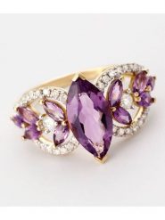DIAMOND & CO Złoty pierścionek "Vénus" z diamentami rozmiar: 52. Żółte pierścionki Diamond & Co, z ametystem, złote. Za 2,261.40 zł.