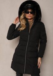 Czarna Kurtka z Pikowanego Materiału z Odpinanym Kapturem i Futerkiem Tarlena. Czarne kurtki Renee, l, bez wzorów, z jeansu. Za 199.99 zł.