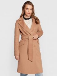TWINSET Płaszcz wełniany 222TP2056 Beżowy Regular Fit. Brązowe płaszcze Twinset, na zimę, bez wzorów, z syntetyku, bez kaptura. Za 1,649.00 zł.