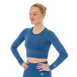 Xtreme Sportswear Crop Damski top sportowy z długim rękawem Niebieski. Niebieskie topy sportowe XTREME SOCKSWEAR, l, bez wzorów, na fitness i siłownię. Za 142.99 zł.