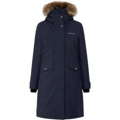Parka dla kobiet Didriksons Erika. Niebieskie płaszcze Didriksons, na jesień, l, bez wzorów, eleganckie, bez kaptura. W wyprzedaży za 1,104.05 zł.