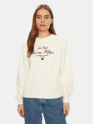 Tommy Hilfiger Bluza Modern Script WW0WW43844 Écru Regular Fit. Bluzy Tommy Hilfiger, m, bez wzorów, z bawełny, bez kaptura. Za 299.99 zł.