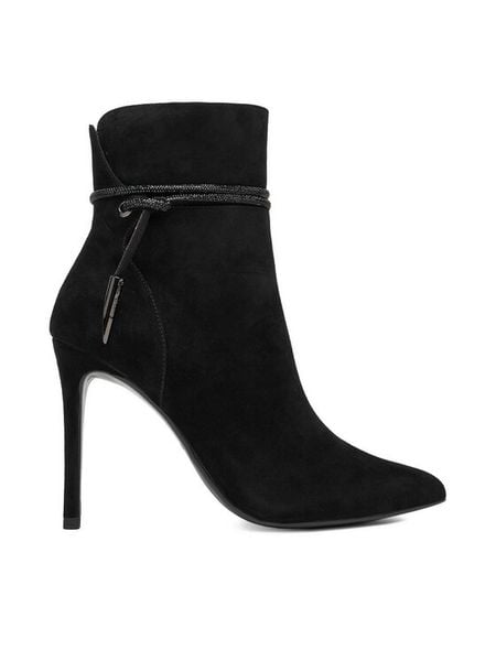 Eva Minge Botki EO-EVA-H1092-1 Czarny. Czarne botki Eva Minge, bez wzorów, ze skóry, bez obcasa, na szpilce, bez zapięcia. Za 449.99 zł.