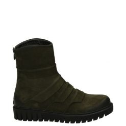 BOTKI Z MARSZCZONĄ CHOLEWKĄ 0594113 KHAKI. Brązowe botki Venezia, bez wzorów, z nubiku, bez obcasa, bez zapięcia. Za 189.00 zł.