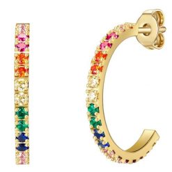 EASTSIDE Kolczyki kreole ze stali szlachetnej Stal szlachetna Cyrkonia żółte złoto Kolczyki koła 1 ct Damski. Żółte kolczyki Eastside, z cyrkonią, pozłacane. Za 169.99 zł.