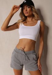 Szare Luźne Szorty z Bawełny z Gumką w Talii Dezorea. Szare szorty Renee, bez wzorów, z bawełny, wizytowe. W wyprzedaży za 51.99 zł.