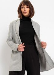 Długi żakiet z dżerseju z kieszeniami. Szare marynarki i żakiety bonprix, bez wzorów, z dżerseju, bez ramiączek. Za 179.99 zł.