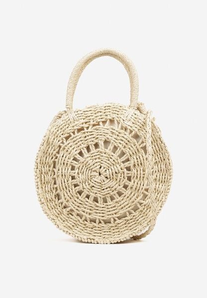 Beżowa Okrągła Pleciona Torebka Felesiela. Brązowe torebki klasyczne Born2be, bez wzorów, z jeansu, bez dodatków. Za 99.99 zł.