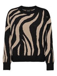 ONLY Sweter w kolorze beżowo-czarnym rozmiar: XL. Brązowe swetry ONLY, xl, bez wzorów, ze splotem, bez ramiączek. Za 83.62 zł.