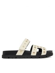 Guess Klapki FLPFAS ELE03 Écru. Klapki Guess, z aplikacjami, ze skóry, bez obcasa, bez zapięcia. Za 459.99 zł.