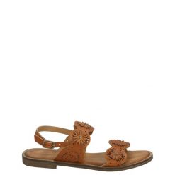 BRĄZOWE SANDAŁY 6627 CUOIO. Brązowe sandały Venezia, bez wzorów, ze skóry, bez obcasa, bez zapięcia. Za 209.00 zł.