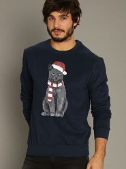 WOOOP Bluza "Xmas Cat" w kolorze granatowym rozmiar: M. Niebieskie bluzy bez kaptura Wooop, m, bez wzorów, z bawełny, bez kaptura. Za 100.99 zł.