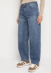 Niebieskie Jeansy o Fasonie Loose z Wysokim Stanem Aneleria. Niebieskie jeansy Born2be, l, bez wzorów, z bawełny, z podwyższonym stanem. Za 119.99 zł.