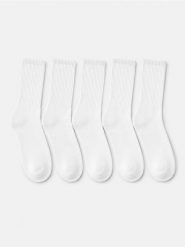 Prążkowane skarpetki z bawełną 5 pack - biały. Białe skarpetki Sinsay, bez wzorów, z bawełny. Za 15.99 zł.
