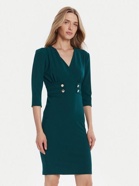 Rinascimento Sukienka koktajlowa CFC0126151003 Zielony Slim Fit. Zielone sukienki Rinascimento, xs, bez wzorów, z syntetyku, wizytowe, bez kołnierzyka, bez ramiączek. Za 519.99 zł.