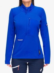 Bluza polarowa damska Mammut Eiger Nordwand Advanced FL Half Zip Pull. Niebieskie bluzy z kapturem Mammut, l, bez wzorów, z materiału, bez kaptura, trekkingowe. Za 582.99 zł.